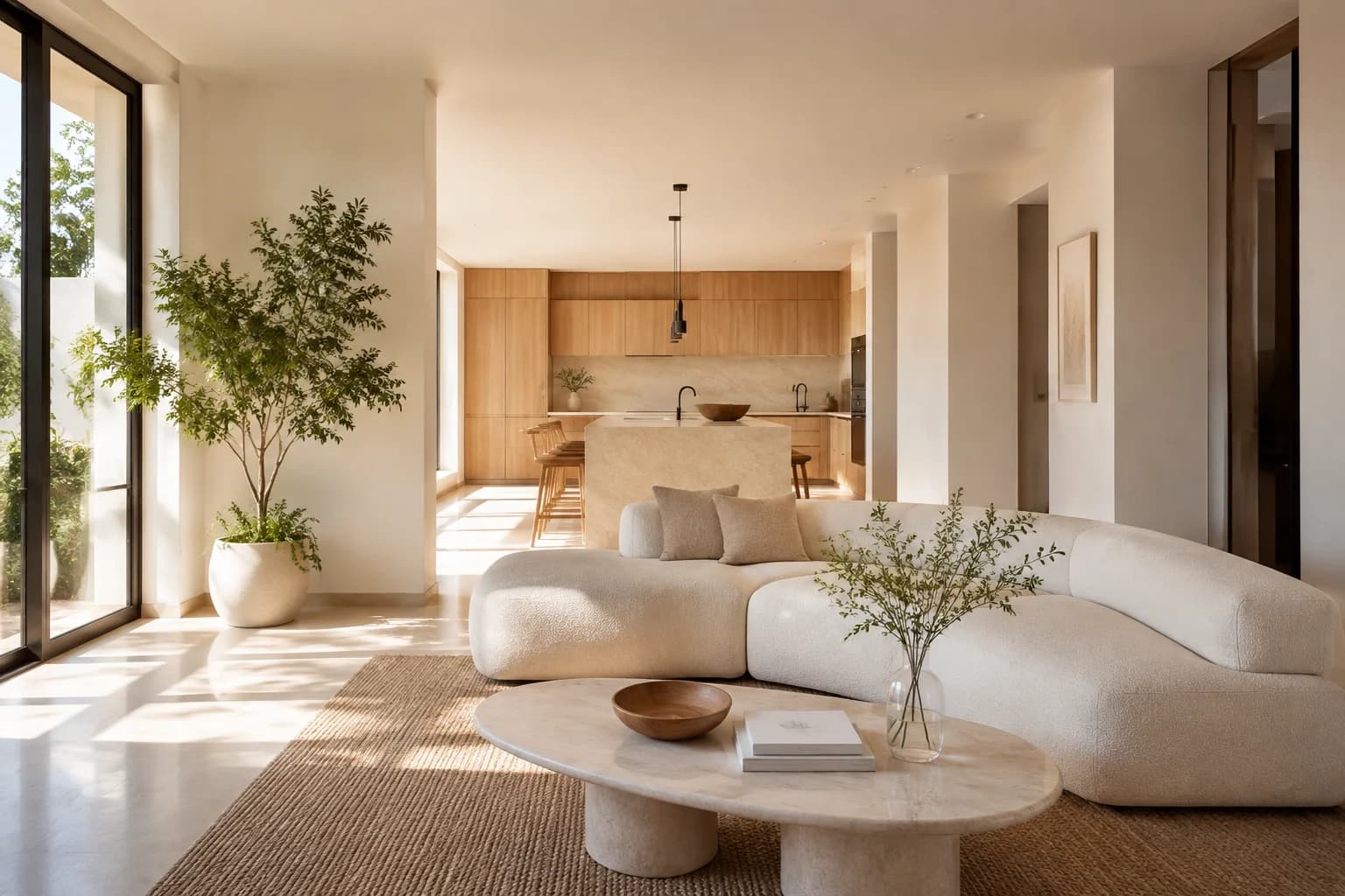 Sunlit living room and kitchen used as the hero image in the Pristine Site Solutions redesign